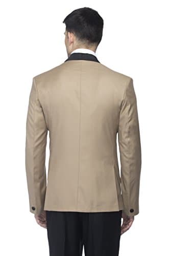 FAVOROSKI Designer Men's Slim Italian Fit Shawl Collar Tuxedo Suit Blazer (Beige, S) 2