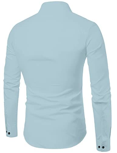 Zartha Men Solid Casual Cotton Shirt (Aqua, 44) 4