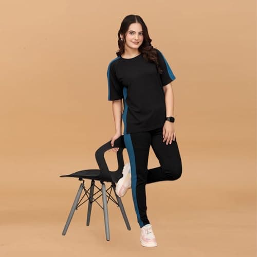 ALISBA Women's Active Wear Track Suit Set - Sportswear Top & Bottom Set for Women Western for Fitness & Workout Tshirt for Women Gym pants for women workout combo Track Suit, Yoga, Running (Pack of 2) 2