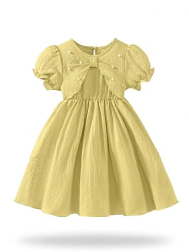 SKYCARRY Baby Girl Cotton Frock Dress for Girls Ages 1 to 13 Years. Stylish Round Neck Kids Clothing for Birthday Wedding. Breathable Knee Length Summer Garment.