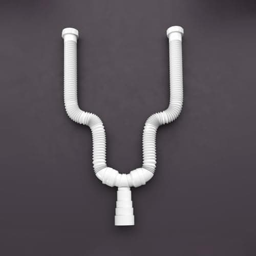 Kohler Double Bowl Sink Drain Pipe | Y-Shape Waste Pipe Connector | G1-1/2" (40mm) Thread | Expandable 290mm to 800mm | Durable Polypropylene Plastic | DIY Install | White Finish | 1 Yr Warranty