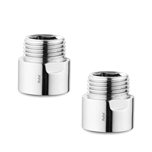 Ruhe® Brass Extension Nipple for Pipe | Full Brass with Chrome Finish | 1 Inch | Pack of 2