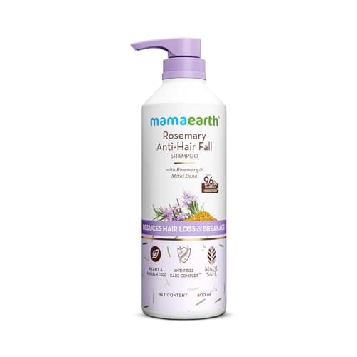 Mamaearth Rosemary Anti-Hair Fall Shampoo With Rosemary & Methi Dana For Reducing Hair Loss & Breakage,Gives Up To 94% Stronger Hair,Up To 93% Less Hair Fall |Sulphate Free Shampoo |For Unisex,600 Ml