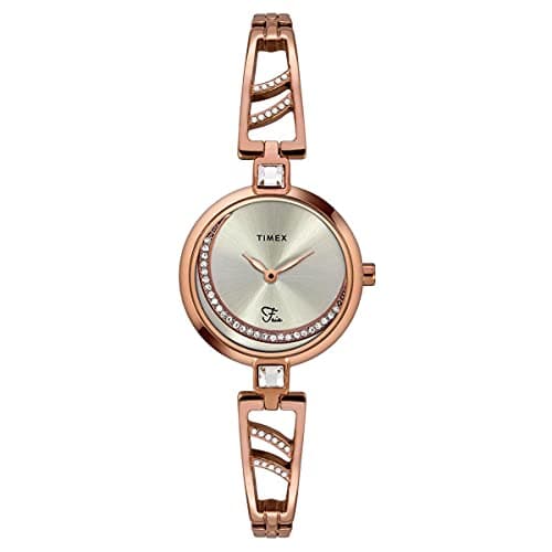 TIMEX Fria Analog Watch for Women with Silver Round Dial & Rose Gold Brass Bracelet Band Water Resistant Women's Wrist Watches - TWEL15201
