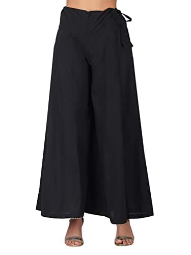 fabcoast Women Regular Ethnic wear 100% Cotton Cambric 12 Kali Palazzo with Draw String and 1 deep Side Pocket (XL, Black) 2
