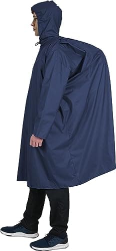 RareWeaves Unisex Waterproof, Reuasable, Lightweight Navy Blue Rain Poncho 3