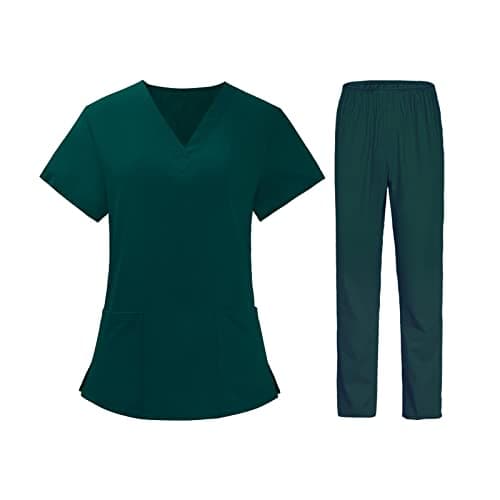 BNF® Women Nurse Uniform Short Sleeved Top and Pants for Beauty Salon Workwear XL Green|Clothing, Shoes & Accessories | Uniforms & Work Clothing |Sets|1 Piece Top 3