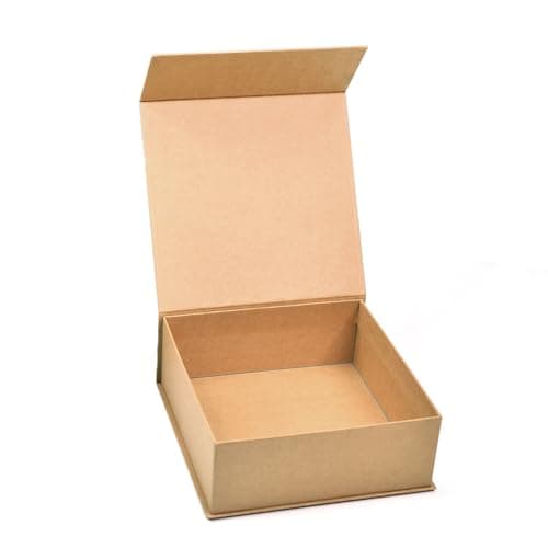 RBS® - Kraft Gift Box for Packing (21 x 21 x 8cm) Magnetic Gift Box (1 Pack) Eco Friendly Gift Hamper Boxes for Gift Empty Reusable Keepsake Box for Gifting & Gift Packaging for Wedding, Brown