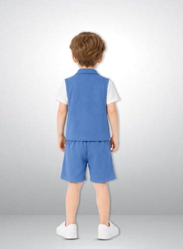 3BROS Kids Cotton Shirt Shorts Set for Boys Kids Clothing/Boys Clothing Set (Party/Festive) Wear (Royal Blue, 7-8 Years) 5