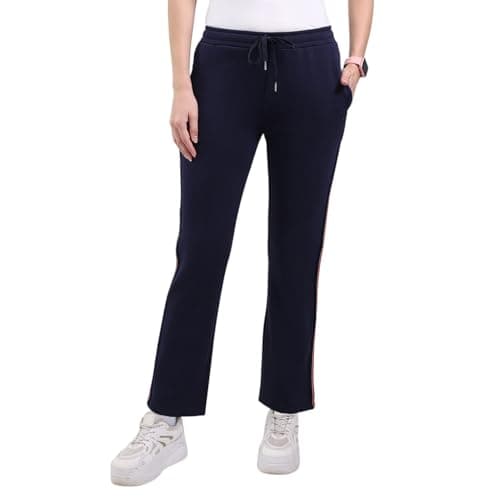Monte Carlo Women Regular Fit Solid Elasticated Mid Rised Lower | Soft Stretchable Track Pant for Ladies | Comfortable Casual Wear Jogger | Stylish Activewear Bottom for Women Navy Blue XLP1