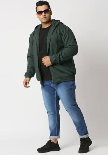 Wear Your Opinion Men's Fleece S to 5XL Plus Size Zipper Regular Fit Hoodies Jacket for Winter Wear (Design: Solid,Olive,Medium) 5