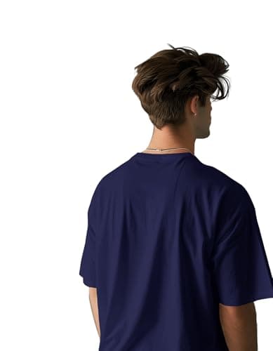 Oversized Fit T-Shirt for Men (Cotton) (in, Numeric, 40, Mid Night Blue) 4