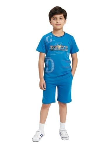 Boys’ Cotton T-Shirt & Shorts Set (Royal Blue, 7-8 Years)