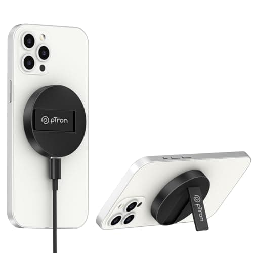 pTron Dynamo Ring V2 15W Magnetic Wireless Charger, Compatible with iPhone 15/14/13/12 Series, Samsung & Other Qi2 Enabled Devices, Compact & Sleek, 3A Type-C to Type-C 1m Cable Included (Ink Black)