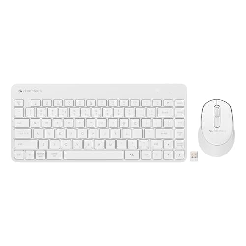 ZEBRONICS Companion 201 2.4GHz Wireless Keyboard & Mouse Combo, 83 Keys, AI Assist Key, 12 Integrated Multimedia Keys, 3 Button Mouse, 1600 DPI, High Precision, Silent Operation (White)