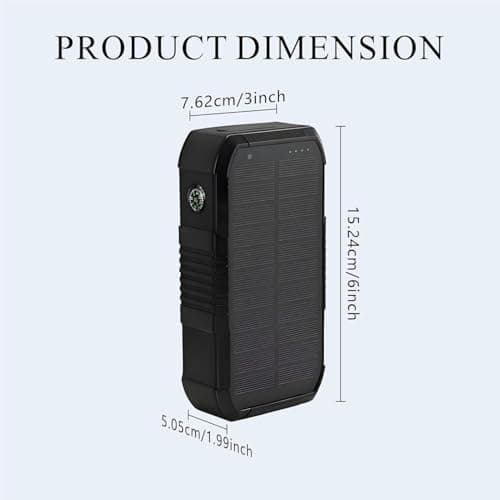 EVENPURE Solar Power Bank 66800mAh Built in Hand Crank and 4 Cables 22.5W Fast Charge,Camping Essentials/SOS/Strobe/Strong Flashlights,Compass Solar Portable Charger Power Bank (Black) 2