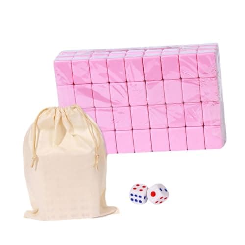 UJEAVETTE Travel Mini Mahjong Set Classic Tiles Games Portable Strategy Boys and Girls 24mm Pink 5