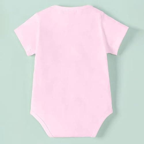 KNITROOT Bua Family Special Onesies, Unisex Baby Kids Cotton Lycra Envelope Neck Half Sleeve Pink Romper, Bodysuit, Sleepsuit, Bua's Little Princess, 0-3 Months, Infant Cloths for Boys & Girls 4