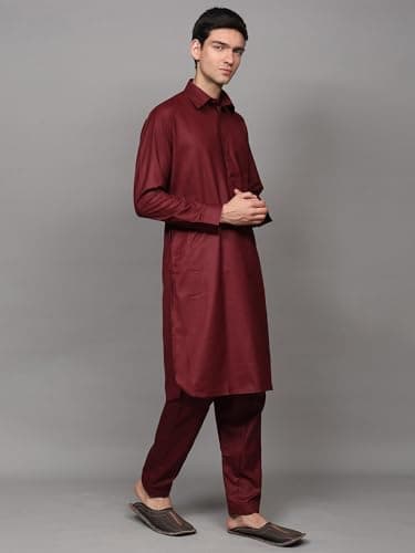 Exotic India Men's Pathani Style Cotton Kurta Pajama Set with Front Pocket | Ethnic Wear Men Kurta Pajama Combo Set 2