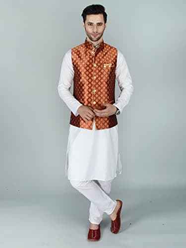 Exotic India gold flame Damask modi Jacket waist coat with rich motif 2