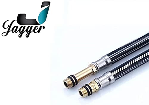 JAGGER Heavy Stainless Steel Connection Pipe For Basin Mixer Connection Pipe For Wash Basin Hose Pipe (Silver, 24 Inch) - Pack of (2) 5
