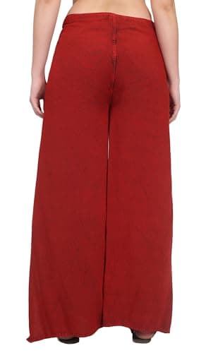Fashion Passion India Womens Split Wide Leg Long Embroidered Rayon Wrap Mid Rise Palazzo Pant, Free Size 5