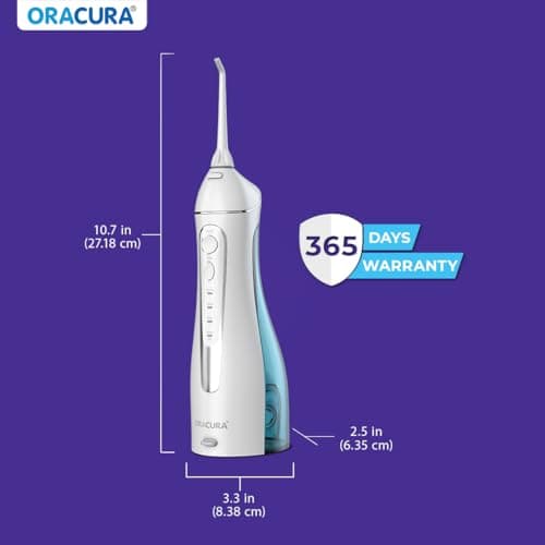 ORACURA® Smart PLUS Water Flosser® OC200 LITE White with 2 Nozzle tips | Portable & Rechargeable | Custom 8 Water Pressure Settings | 200ml Water Tank Capacity | IPX7 Waterproof | 365 Days Warranty 6