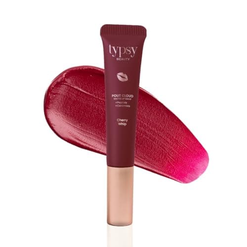 Typsy Beauty Pout Cloud Matte Lip Balm | Blurring Finish, Tinted Lip Balm with Peptides, Ceramides & Vitamin C & E | Rich colour payoff with long-lasting stain I Deep Wine - Cherry Whip 02| 8g