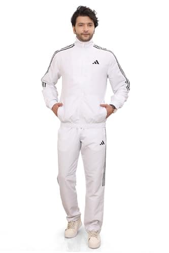 Adidas Men Training Mock Collar Long Sleeve Track Suit - Regular Fit Polyester Activewear Set Lightweight, Breathable Sportswear track suit for Gym, Running, Fitness, Casual For Fall Winter 3