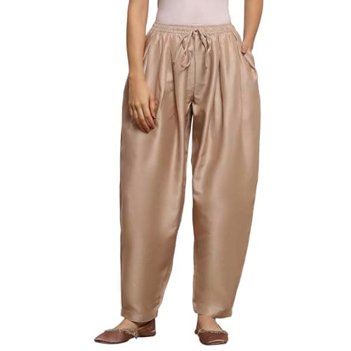 Beige Polyester Palazzo Pants
