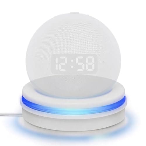 JERN Echo Dot Table Holder, Light Guide Mount Bracket, Built-in Cable Management Dot Accessories, Space-Saving Dot 4th Gen Desktop Stand, Table Stand Holder for Echo Dot 4th Gen (White)