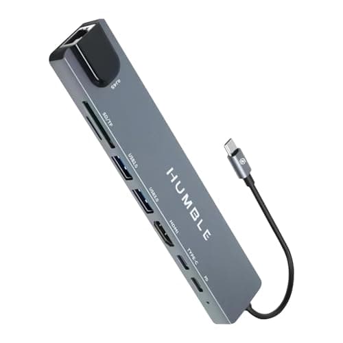 HUMBLE® 8‑in‑1 USB-C Hub Dock – 4K HDMI Port, 100W Power Delivery, Ethernet 100mbps, USB 3.0, 2× USB‑C, TF/SD Card Reader, Aluminium Body, Compatible with Mac & Windows USB-C Devices,(1 Year Warranty)