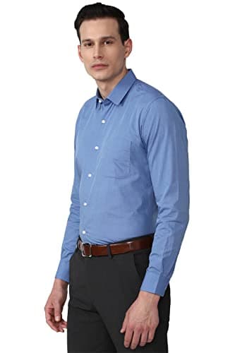 Men Blue Regular Fit Formal Full Sleeves Formal Shirt 2