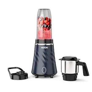 Milton Appliances Miniq Mini Bullet Mixer Grinder I ISI Certified I Smoothie Maker & Blender I SS Jar & On-the-Go Jar I Powerful HTLV 350W Motor | For Juices, Smoothies, Chutney, Dark Blue