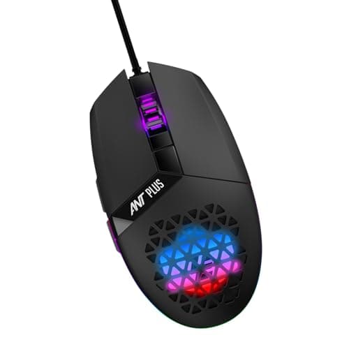Ant Plus Ghost 10 Gaming Mouse, Wired PC Mouse with RGB Backlit and Adjustable DPI, Ergonomic Office Laptop, Computer Gamer with 7 Responsive Buttons for Windows/Mac/Linux/Chrome