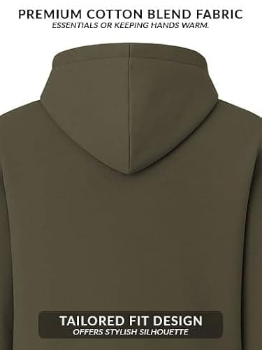 ADRO Men's Solid Cotton Zipper Hoodies (ZH22-M-PLN-OL_Olive_L) 3