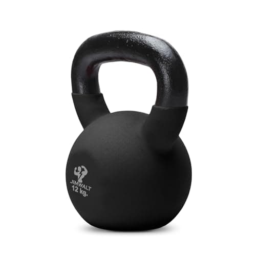 Jimwalt Jimwalt Premium Black Series Neoprene Coated Solid Kettlebell - Non Slip Grip| Reach Compliant| From the House of Healthycliq| Sedex Certified| Strength Training Weight for Home Gym 12 KG (26. 2