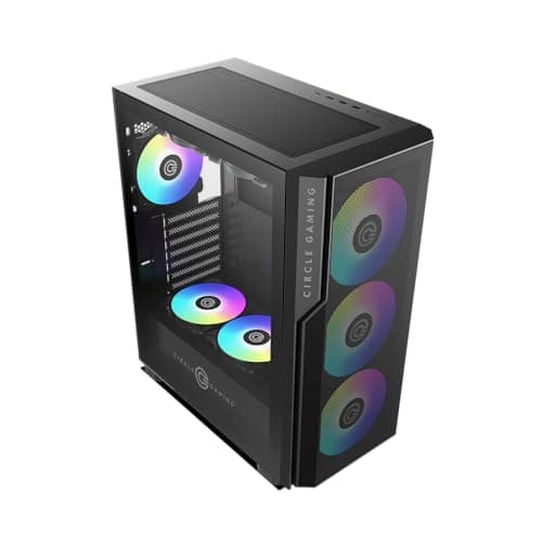 Circle Eliminator X5 Black TYPEC 2.0 Mid- Tower Computer Case | Gaming Cabinet - Black | Support ATX, M-ATX, ITX | Pre- Installed 3 x 140mm Front and 1 x 120mm Rear ARGB Fans 2