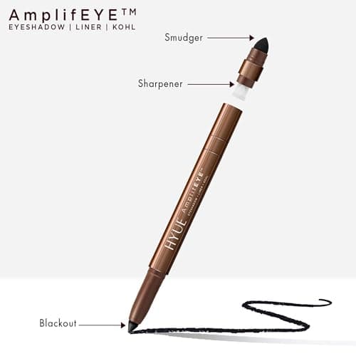HYUE AmplifEYE™ 3-in-1 EYE Crayon | Eyeshadow - Liner - Kohl | Blackout | Creamy Multi-Use Stick with in-built Sharpener and Smudger | High-Pigment Formula with Vitamin E & Jojoba Oil 4