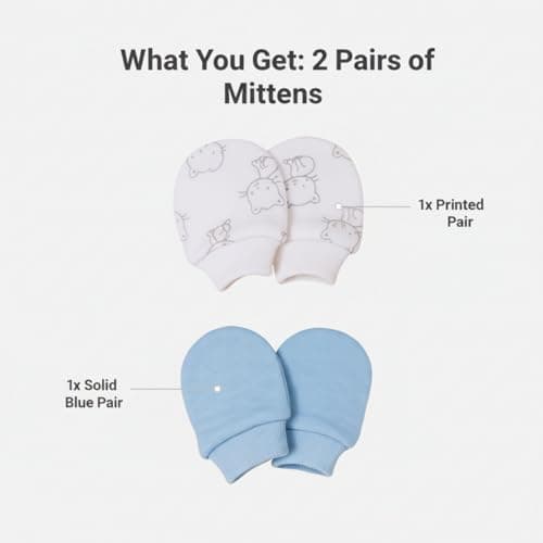 Mothercare Boys Cuddle Me Mittens - Pack of 2 - Blue/White 3