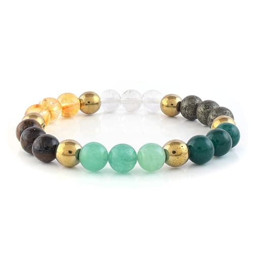 Vatslacreations Dhan Yog Bracelet for Men & Women | Pyrite, Citrine, Aventurine, Tiger Eye & Green Onyx | Wealth, Prosperity & Success | Astrology Crystal Bracelet (8mm Beads) 2