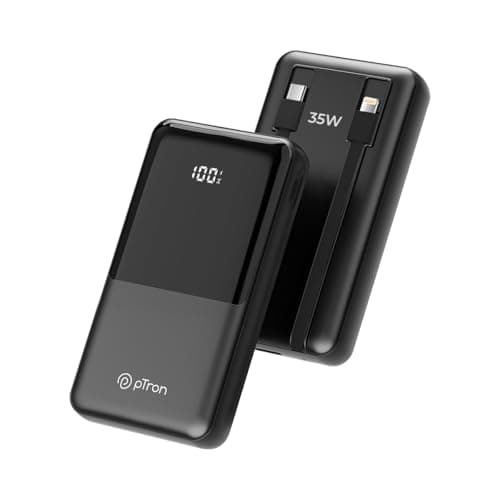 pTron Dynamo Bolt 20000mAh Power Bank w/Inbuilt Charging Cables, 35W Super Fast Charging, USB Type-C Input Power Bank Compatible with QC3.0/PD3.0, 4 Charging Outputs, Type-C Input/Output Port (Black)