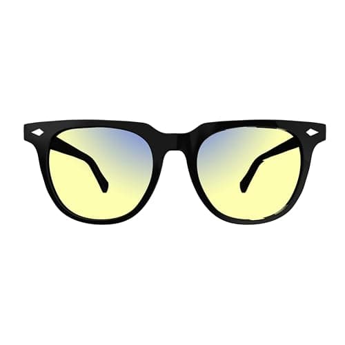 Sleepaxa® Elixir Modern Stealth Eyewear | NeuroCalm FLX+ Daytime Focus Lenses | Blue-Light Filtering Yellow Tint for Energy & Digital Clarity | Translucent Black Acetate (Smoke Grey)