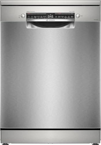 Bosch 15 Place Setting (Fits up to 80 utensils) Free Standing Dishwasher for Indian Utensils | Intensive Kadhai Program for Pressure Cooker, Home Connect (SMS6HMI01I, Silver Inox, Inbuilt Heater)