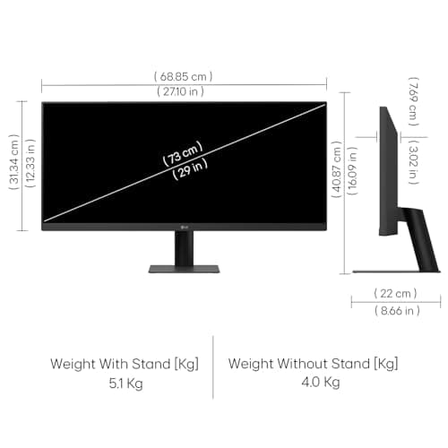 LG 29U511A 73 cm (29 Inch) UltraWide WFHD (2560x1080) IPS Monitor, 100Hz, 5ms(GtG), Anti-Glare, sRGB 99% (Typ.), HDR10, 3-Side Virtually Borderless, DP, HDMI, Headphone Out, Tilt Adjustable (Black) 4