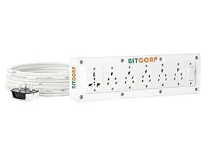 BITCORP 6A Extension Board 6 Socket 1 Switch, 1000W, 1M 0.5mm ISI Certified Wire