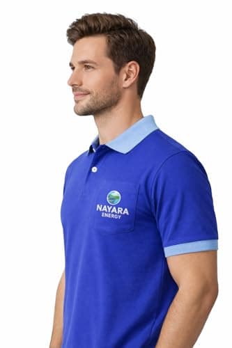 Nayara Energy Royal Blue Petrol Pump Staff Polo T Shirt | Fuel Station Worker Uniform Collar T-Shirt for Men (in, Alpha, XL, Regular) 3