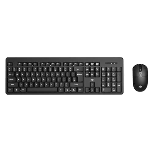 HP KM200 Wireless Mouse and Keyboard Combo, Full-Size Ergonomic Design, 3 Button and Built-in Scroll Wheel, 2.4 GHz Wireless connectio, 3 Years Warranty (7J4G8AA)