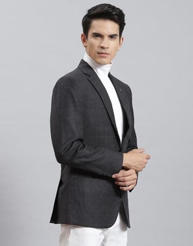 Monte Carlo Dark Grey Check Lapel Collar Coat 4