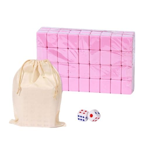 UJEAVETTE Travel Mini Mahjong Set Classic Tiles Games Portable Strategy Boys and Girls 24mm Pink